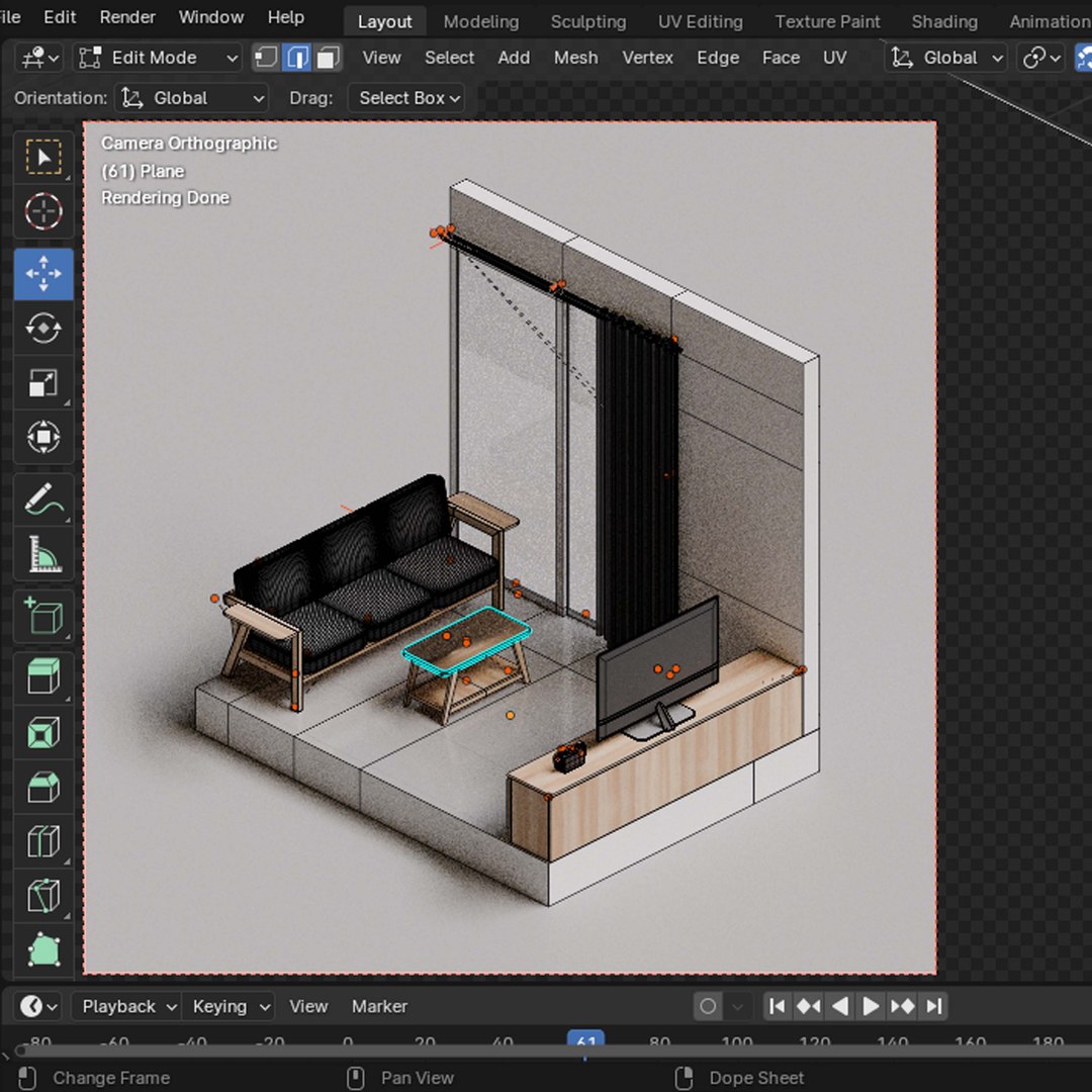 Living Room Isometric 3D Render Illustration 3D - TurboSquid 2221327
