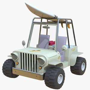 3D cartoon beach jeep car model