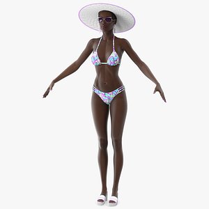 Dark Skinned Bikini Woman Rigged for Maya