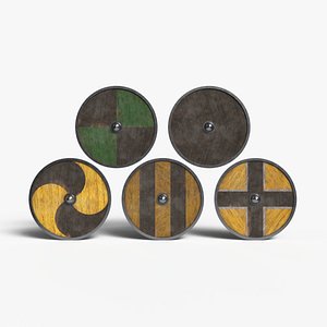 3D Round Shield - Lowpoly Textured and Colorbased