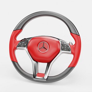 3d Steering Wheel With Red Cover 3D model