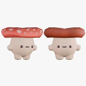 Cute Mushrooms -  Flat Mushroom 3D model