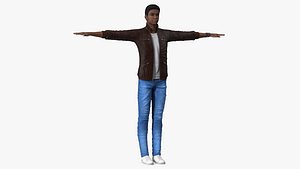 Young Man Light Skin Street Outfit Rigged for Maya 3D