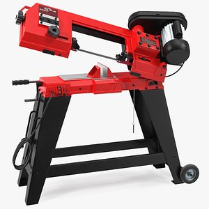 Metal Cutting Band Saw with Stand Rigged 3D model
