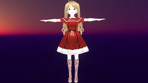 3D Game Ready Low Poly Anime Character Girl 6