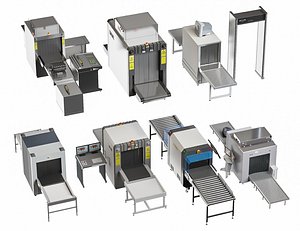 X Ray Machine Airport Security Checkpoint Baggage Scanner Luggage Door Frame Metal Detector 3D model