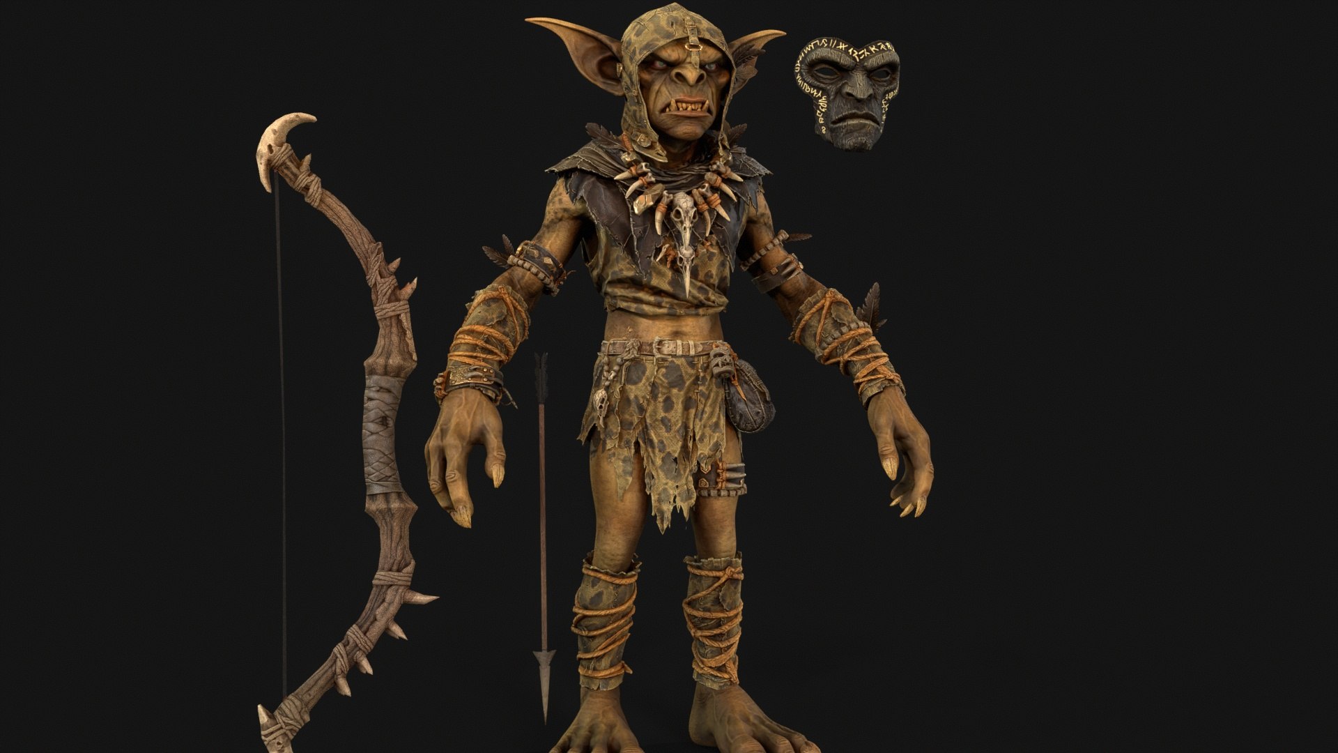 Goblin Archer model https://p.turbosquid.com/ts-thumb/Fo/KLSyH8/2E/tbrender_006/jpg/1787245969/1920x1080/fit_q87/1a8f3dccd13363be9afdf5371e6de5186da4fd75/tbrender_006.jpg