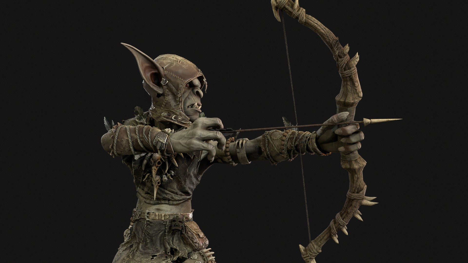 Goblin Archer model https://p.turbosquid.com/ts-thumb/Fo/KLSyH8/iq/tbrender_0022/jpg/1787245657/1920x1080/fit_q87/5a2def24329e3bee6d88bf3cb672105919a4b02d/tbrender_0022.jpg