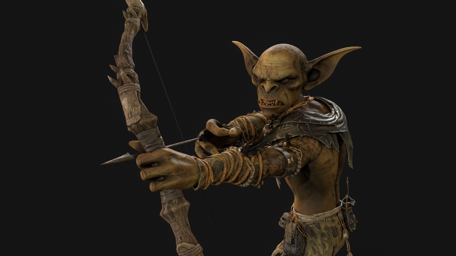 Goblin Archer model https://p.turbosquid.com/ts-thumb/Fo/KLSyH8/uw/tbrender_0062/jpg/1787245939/1920x1080/fit_q87/a9999e2c82ad6552211f6c1bf30a5a2788a6801c/tbrender_0062.jpg