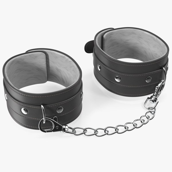 3D leather handcuffs black hand model
