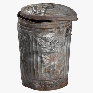 Garbage Canister Galvanized Damaged