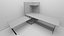 3D l-shape corner desk computer model