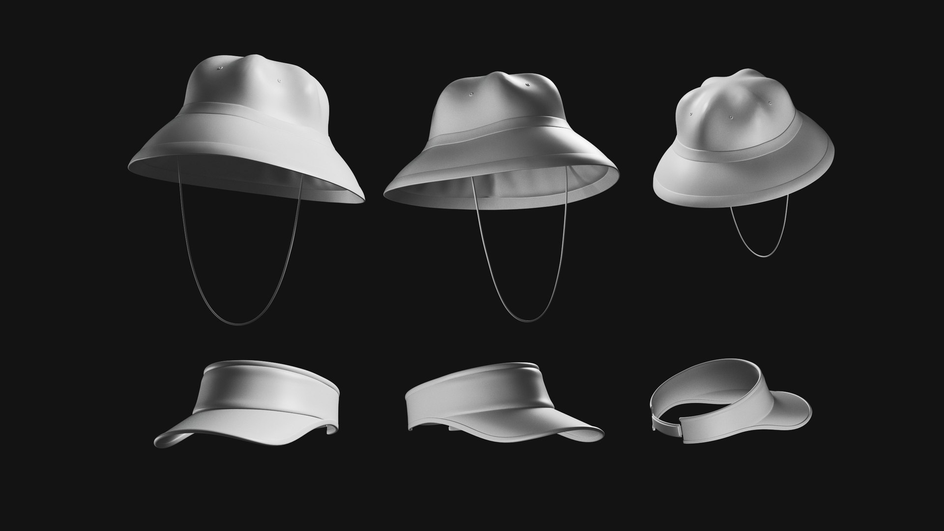 Set Of Basemesh Headwear Hat 3D Model - TurboSquid 2189483