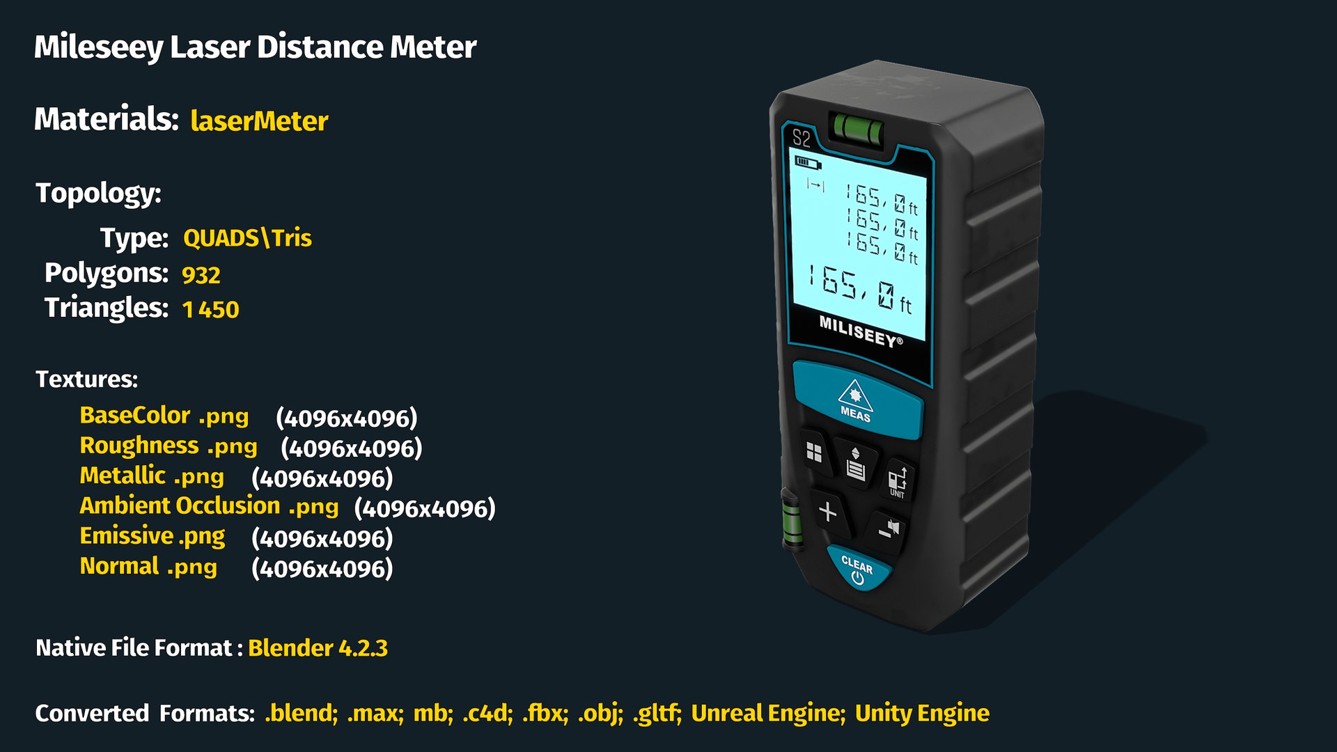 Mileseey Laser Distance Meter 3D https://p.turbosquid.com/ts-thumb/Fo/hqXYd8/3E/info/jpg/1734874905/1920x1080/fit_q87/db359ee82b5196a9b7c847b68dc26083fb86e0b2/info.jpg