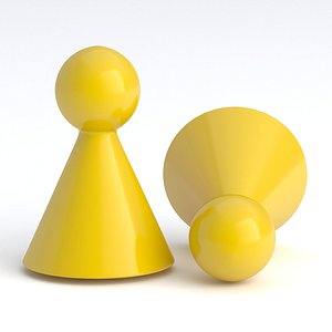 3D Board Game Pawns v1 yellow