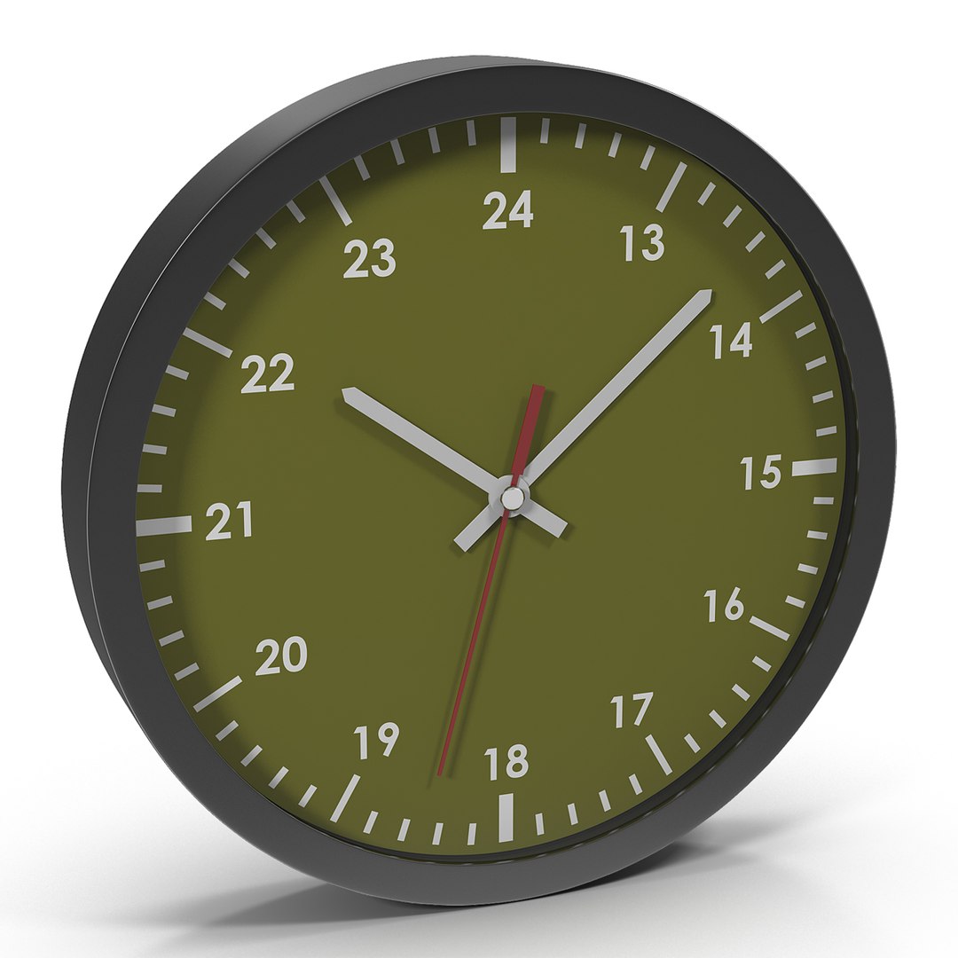 Office Clock Green 3D Model 3D model preview