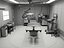 Modelo 3D de una sala de operaciones de un hospital azul