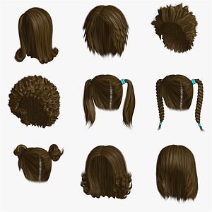 3D model Curly Pigtails Hairstyle - TurboSquid 1933005