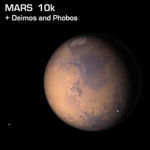 Mars 10k with Deimos and Phobos