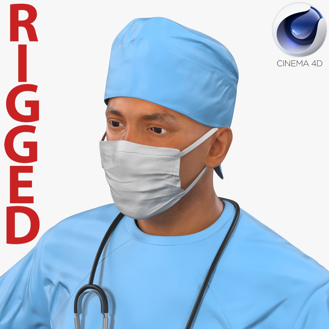Male Surgeon Mediterranean Rigged for Cinema 4D 3D model preview