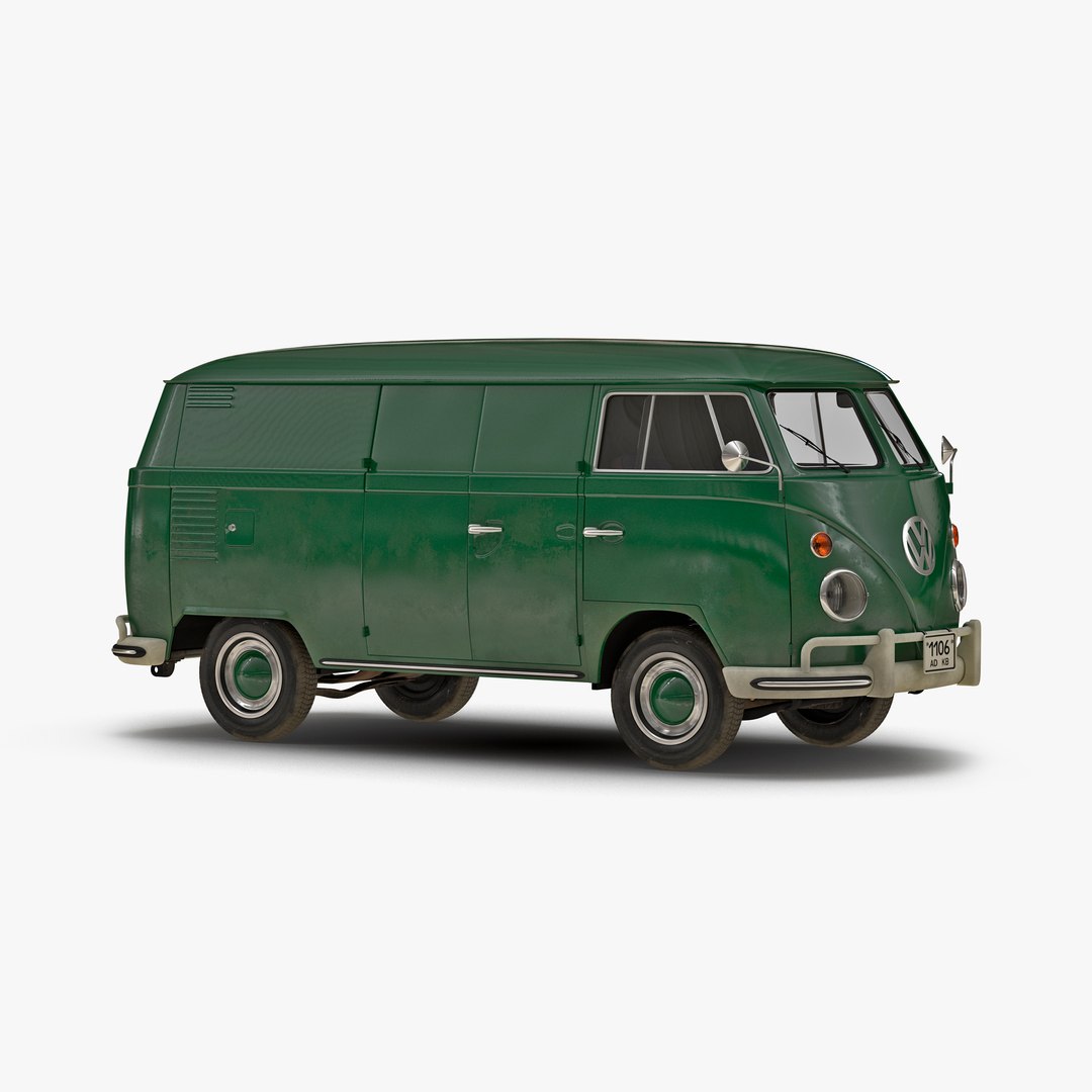 Volkswagen Type 2 Panel Van Green 2 3D Model 3D model preview