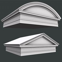 round and triangular Roman Tuscan pediment and architrave low high