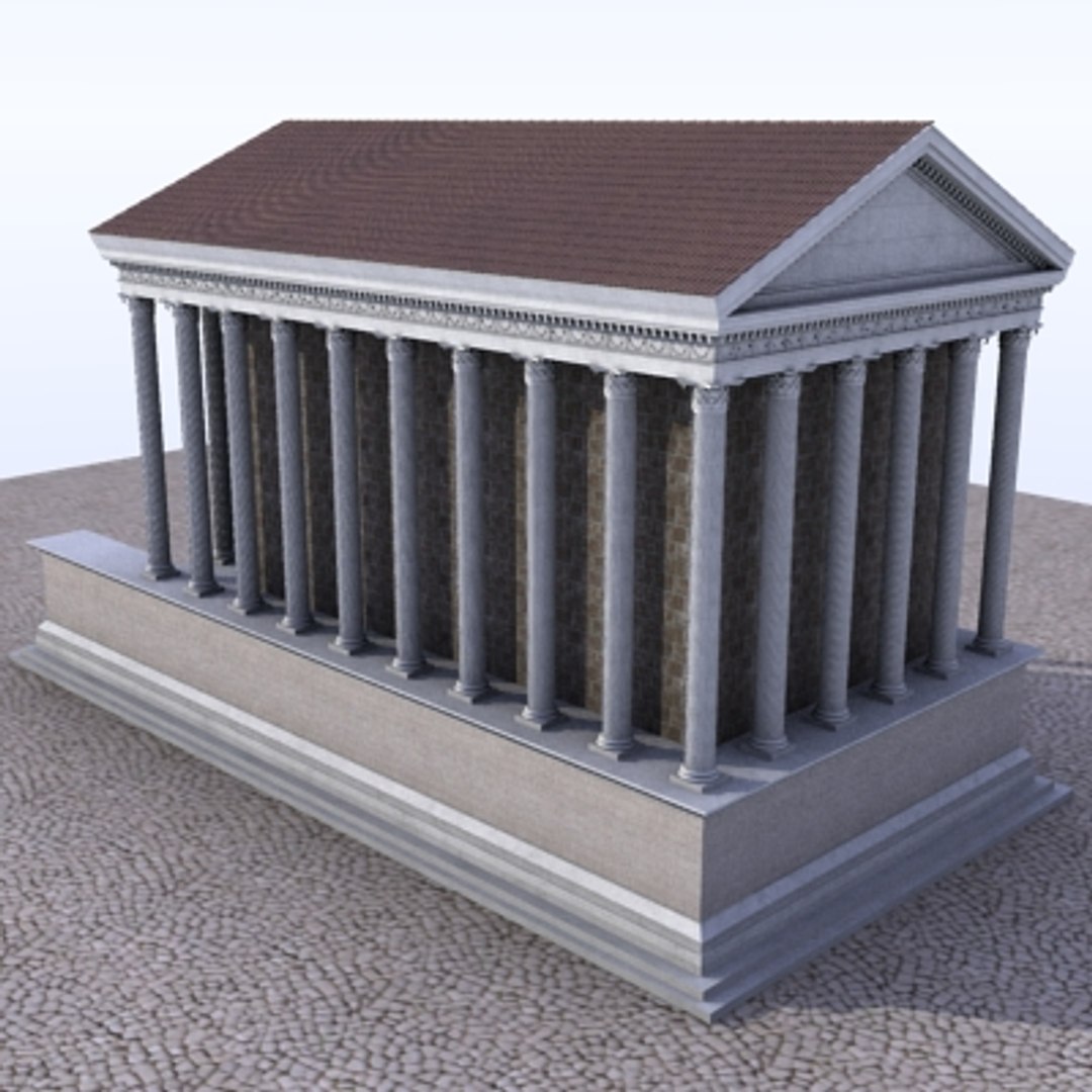 Ancient Roman Temple Obj