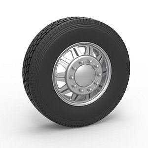 3D Diecast Front custom wheel of semi truck Version 10 Scale 1 to 25