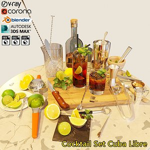cocktail set cuba libre 3D model