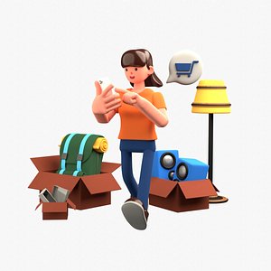 Woman planning for Travel 3D model