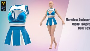 cheerleader uniform  Clo3D Project OBJ File  FBX 3D model
