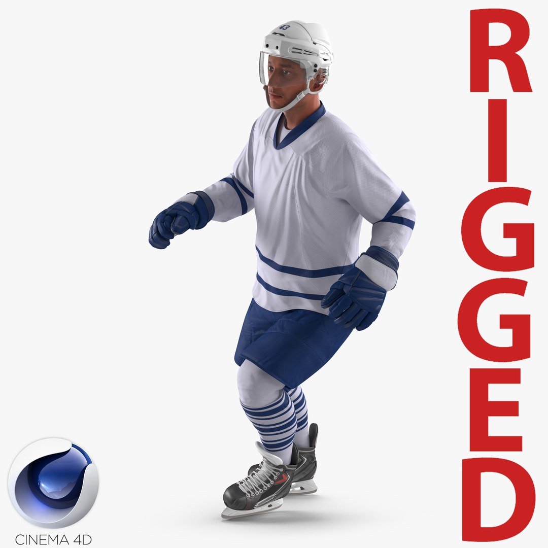 Hockey Player Generic 4 Rigged for Cinema 4D 3D model preview