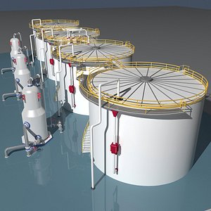 3D industrial oil tanks