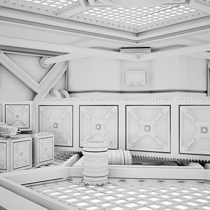 3D Sci-fi Corridor 04 Clay model