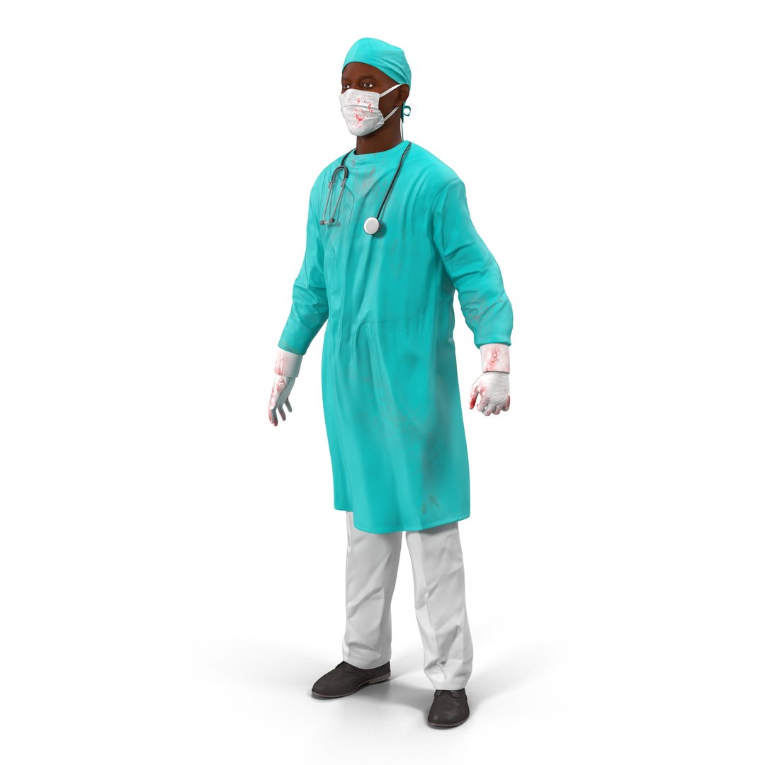 Male African American Surgeon 2 Rigged 3D Model 3D model preview