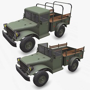 WW2 Military Light Utility Transport Truck Low-poly PBR 3D model