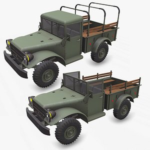 WW2 Military Light Utility Transport Truck Low-poly PBR