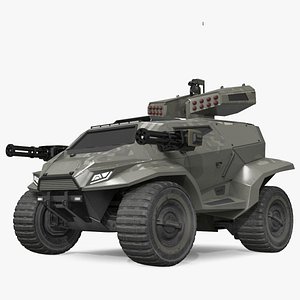 Futuristic Military Vehicle Khaki Color 3D model