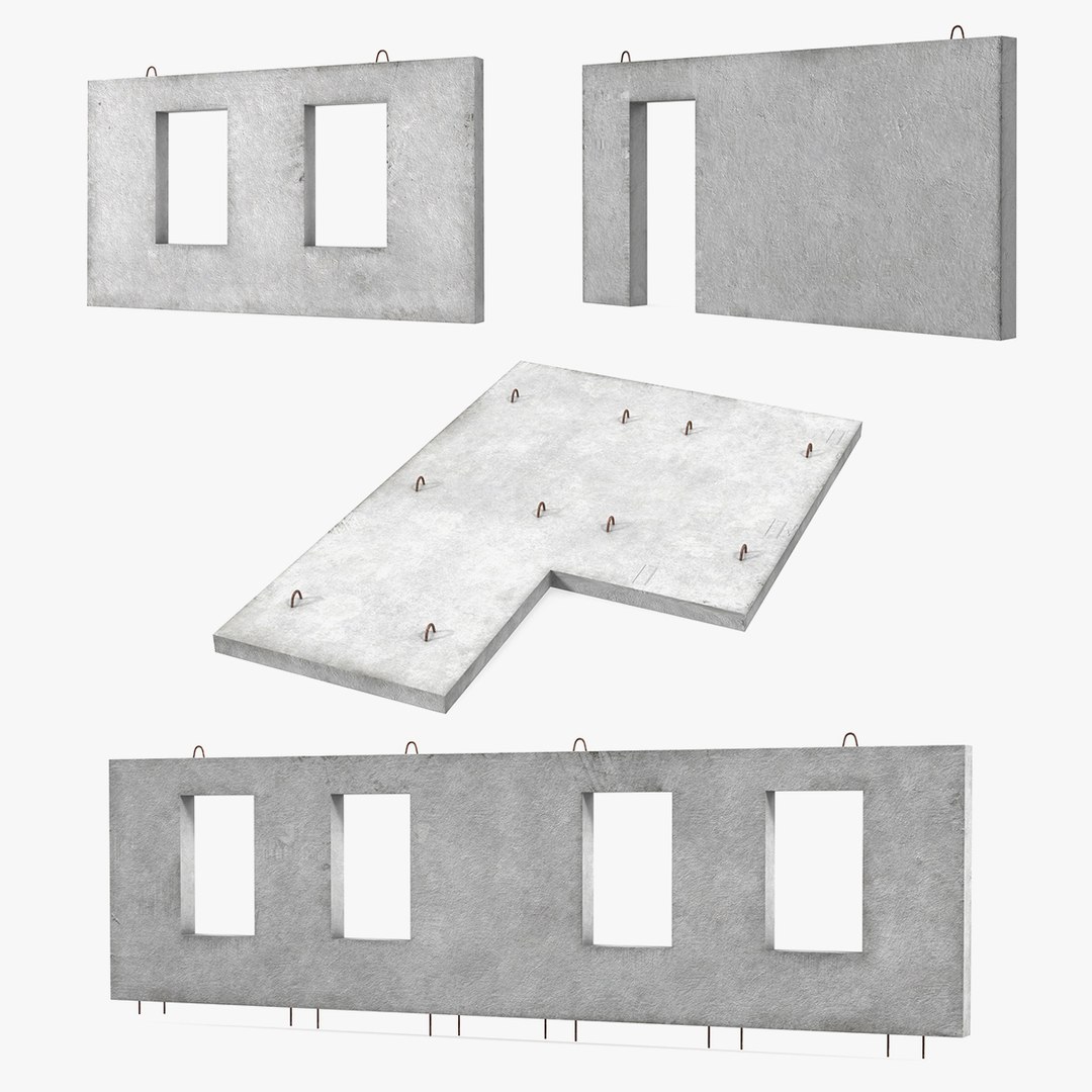 Precast Concrete Panels Collection 3D model preview
