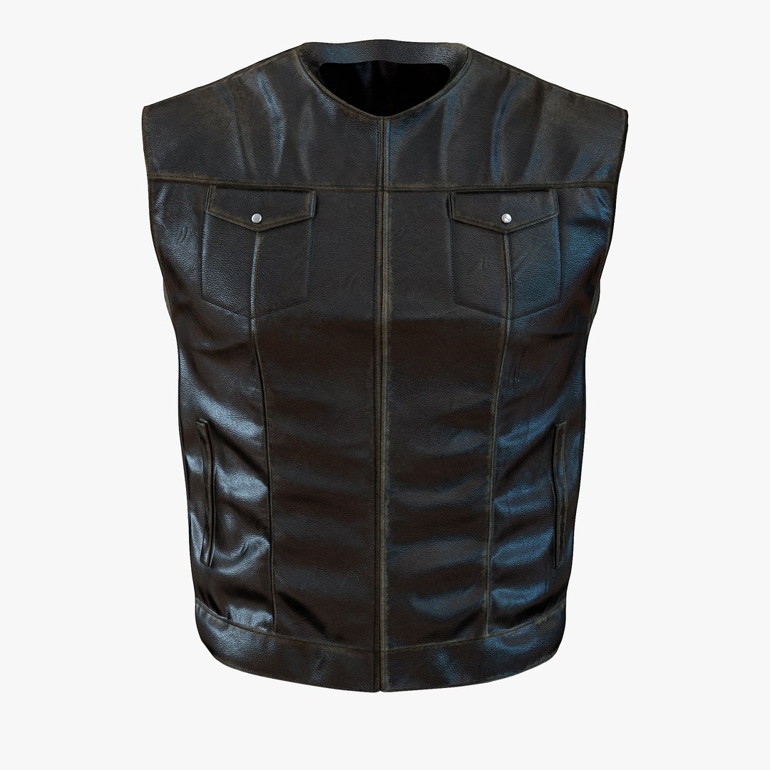 Leather Biker Vest Generic 3D model preview