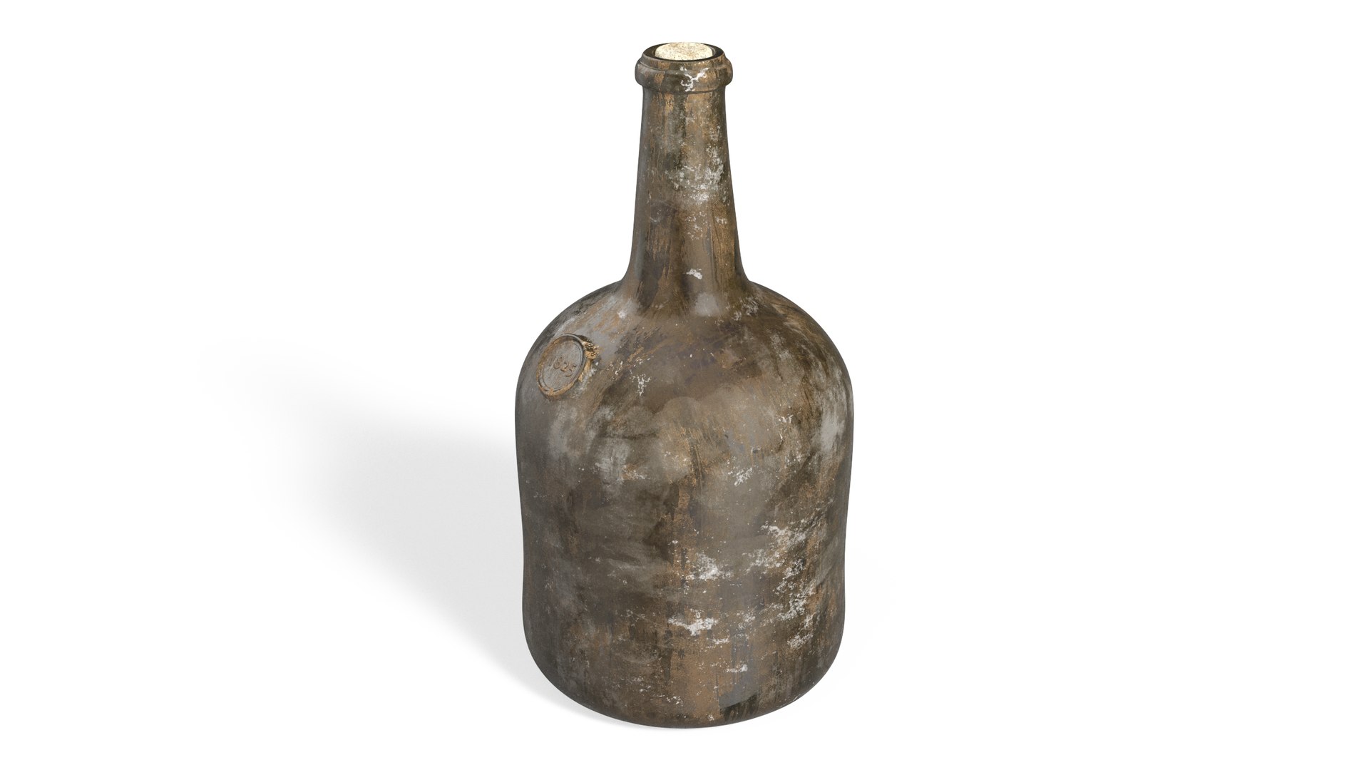 Antique Glass Rum Bottle Old 3D model preview