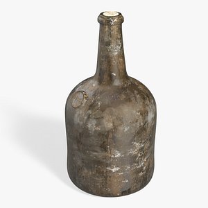 Antique Glass Rum Bottle Old