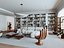 Sala de estar moderna con estantería