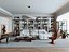 Sala de estar moderna con estantería
