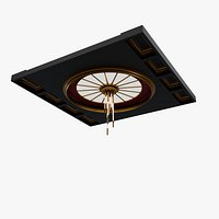 Pharoah Ceiling with Chandelier - Art Deco Dome and Rod Light