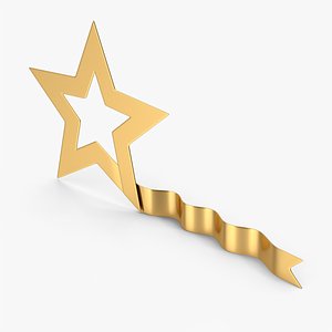 3D Gold Star Ribbon