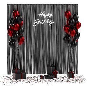 Black and red balloon photo zone