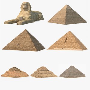 3D Great Sphinx and Giza Pyramids