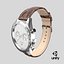 Chronometer Wrist Watch Brown Leather Bracelet White Dial