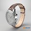 Chronometer Wrist Watch Brown Leather Bracelet White Dial